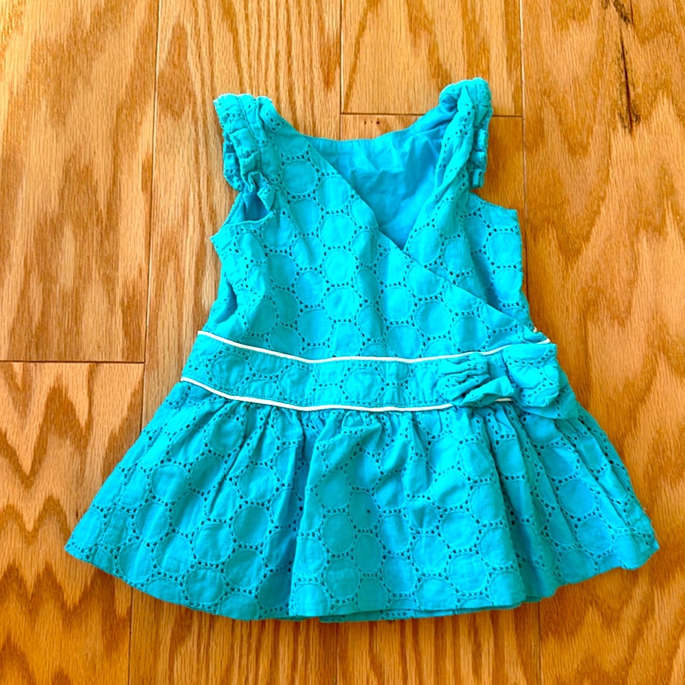 Janie and Jack 3-6 months turquoise eyelet dress